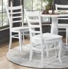 White Finish 5pc Dining Set Round Table and 4 Chairs Set Wooden Ladder-Back Casual Farmhouse Style Kitchen Dining Room Furniture
