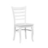 White Finish 5pc Dining Set Round Table and 4 Chairs Set Wooden Ladder-Back Casual Farmhouse Style Kitchen Dining Room Furniture